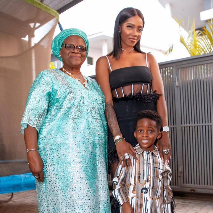 Tiwa Savage Share Family photos with Son, Jamil and Her Mother